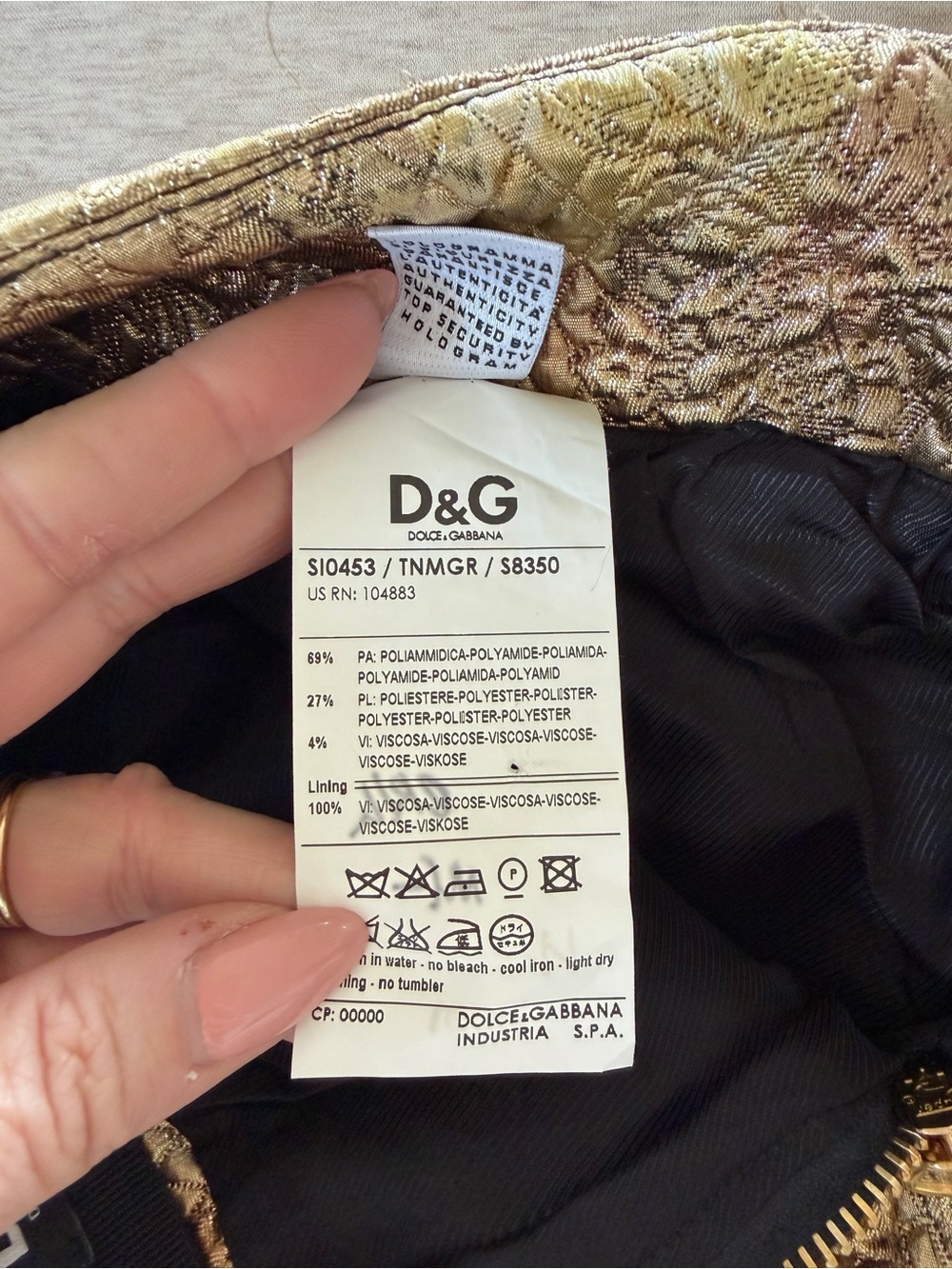 Vintage D&G Dolce & Gabbana Gold Brocade Mini Skirt - Picture 8 of 8